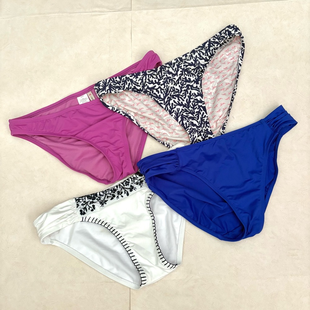 Lilly Pulitzer, L Ralph Lauren+ Bundle of 4 bikini bottoms Size Medium